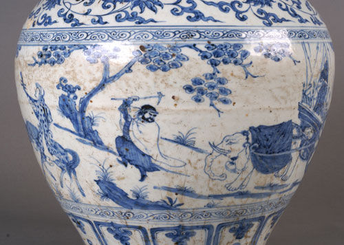 元末明初象輿人物圖罐局部