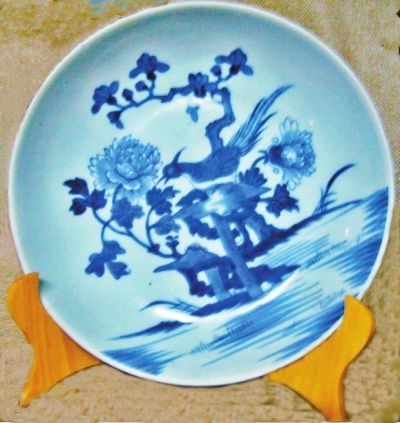 青花瓷盤上的牡丹